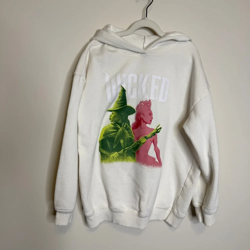 Kids White Wicked Hoodie with pink and green